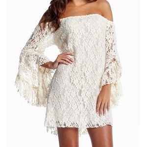 Elan lace bell sleeve shift dress